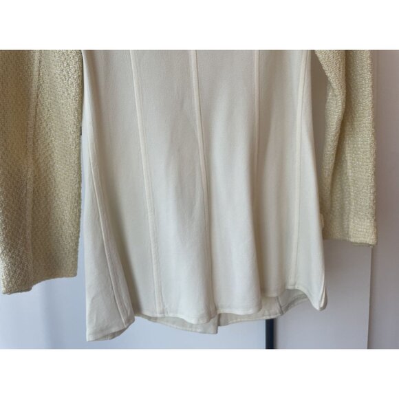 Chanel Womens Ivory Wool & Cotton Textured Button-Up Blazer Jacket Size M - Picture 13 of 16